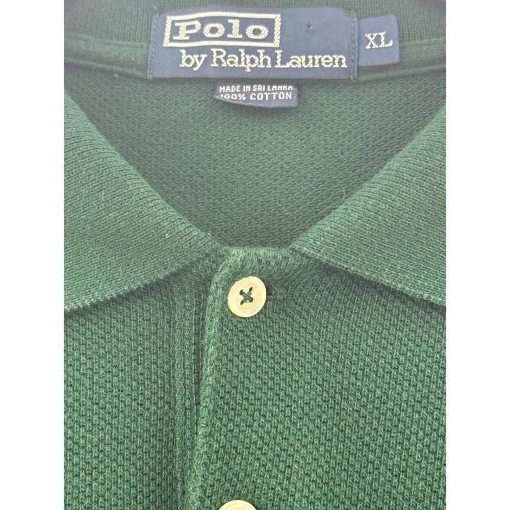VINTAGE‎ Polo Ralph Lauren Long Sleeve Polo Shirt Green Navy Yellow Stripe XL